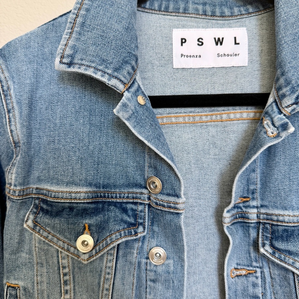 PSWL (Proenza Schouler White Label ) Light Blue Denim Jean Jacket (Size L) - Picture 3 of 6
